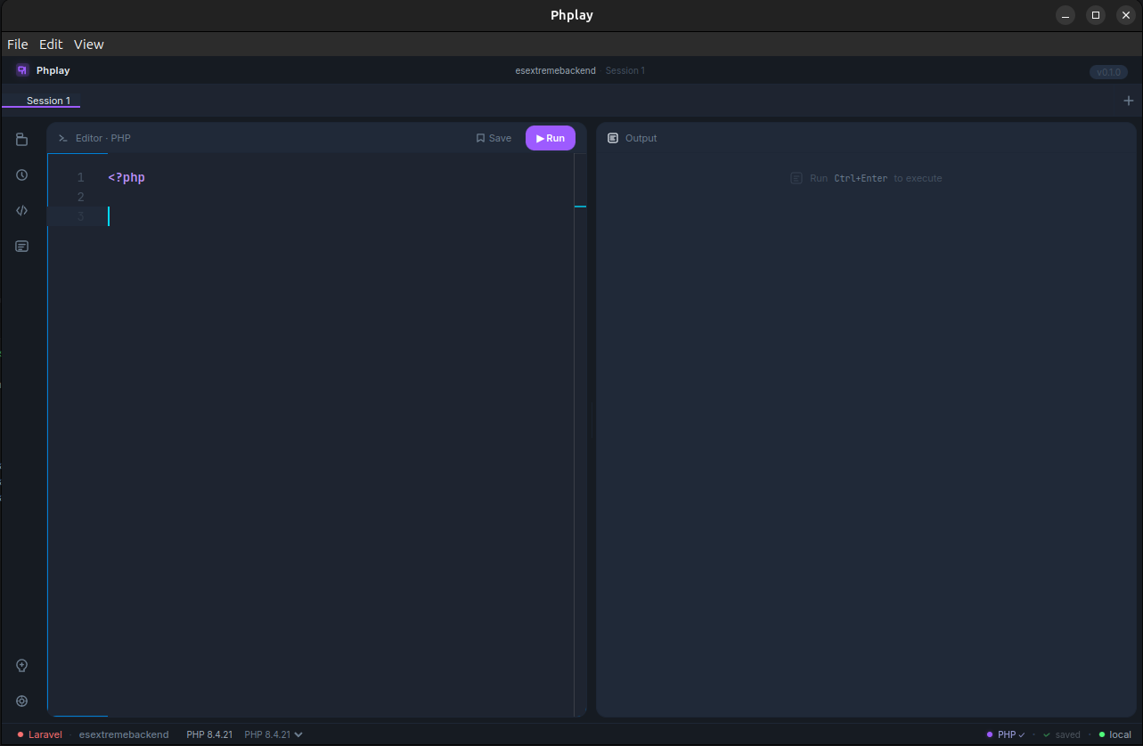 Phplay showing User::find(1) Eloquent model output with all attributes rendered