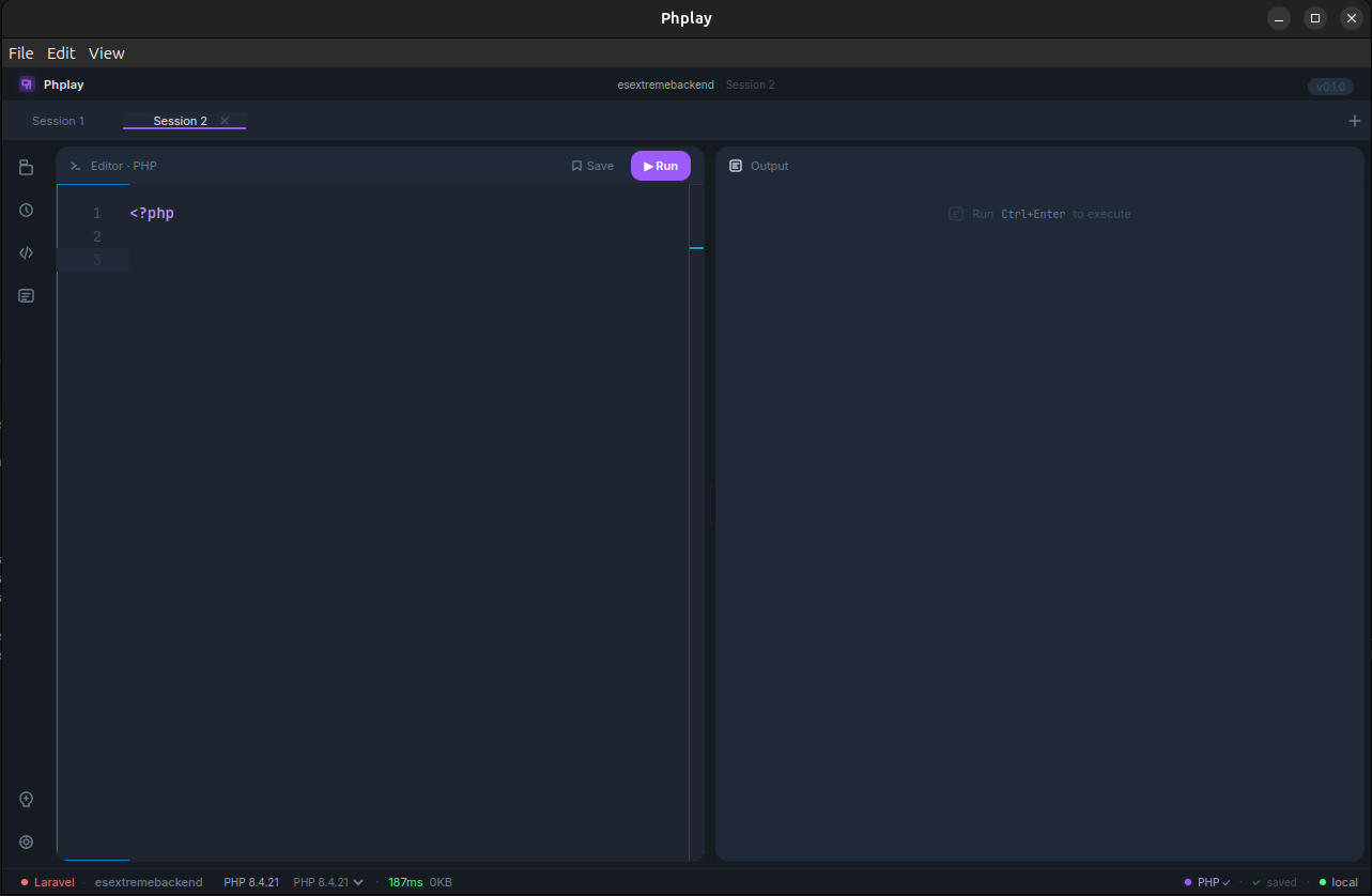 Phplay showing multiple session tabs open simultaneously
