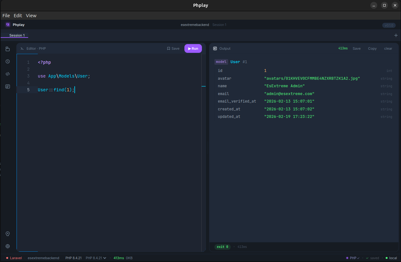 Phplay editor showing PHP code execution result — get_class_methods returning an array with 301 items