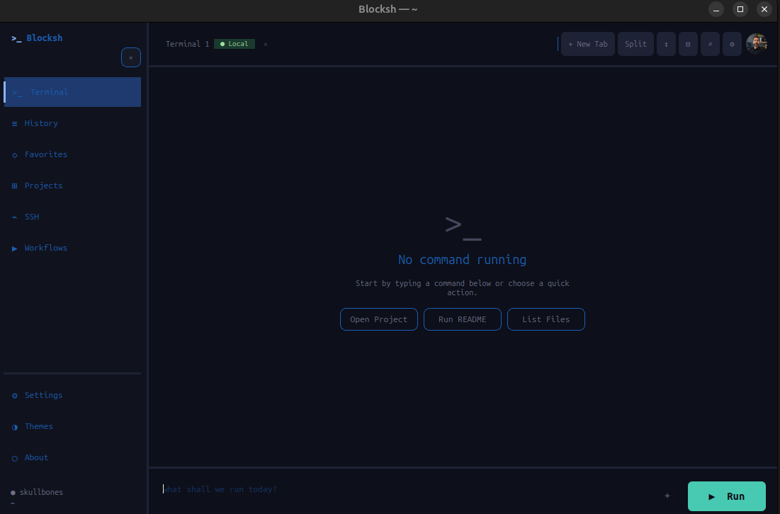 Blocksh terminal in action