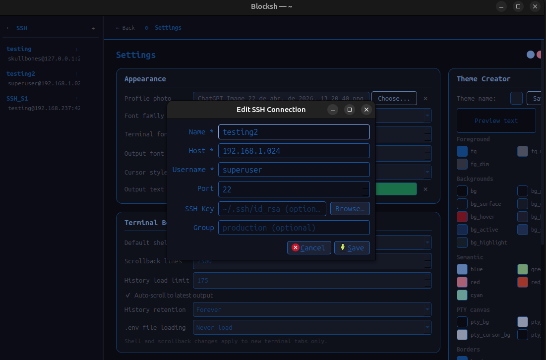SSH connection manager